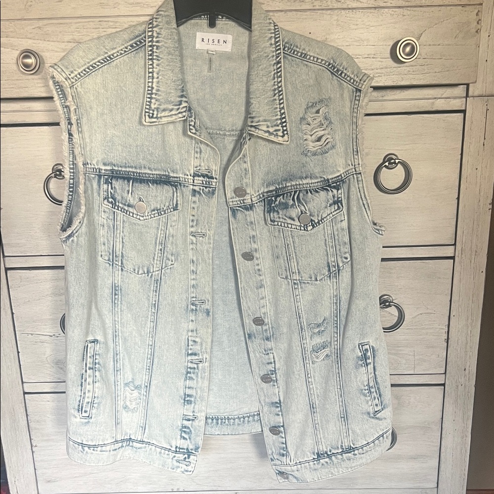 Oversized Risen Light Blue Denim Vest sz med like new